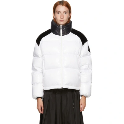 Moncler Chouelle Velvet-trimmed Printed Quilted Glossed-shell Down Jacket In White