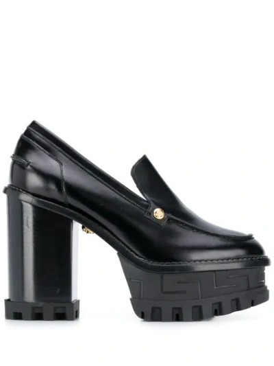 Versace Chunky 125mm Block-heel Pumps In Black
