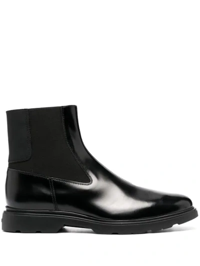 Hogan Chelsea Boot In Brushed Leather In Black