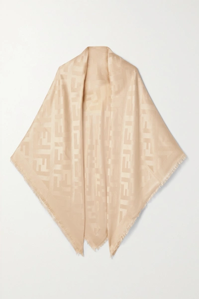 Fendi Metallic Jacquard Wrap In Beige