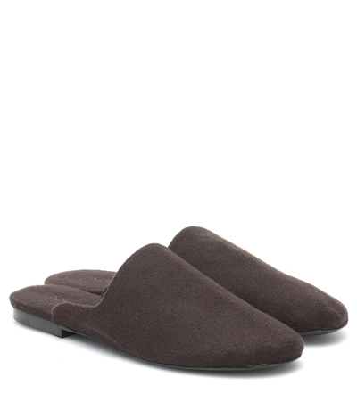 The Row Granpa Cashmere Slippers In Brown