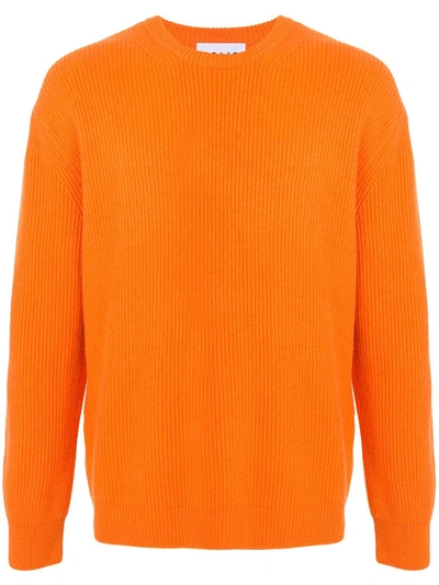 Solid Homme Fine Ribbed Knit Jumper In Orange