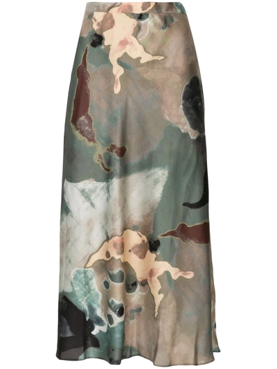 Beaufille Abstract Print A-line Skirt In Green