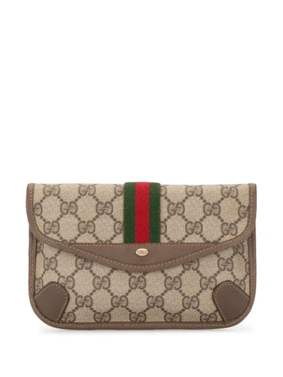 Pre-owned Gucci Shelly Line Gg Pattern Pouch In Multicolour