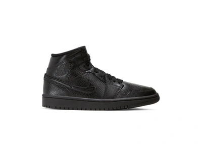 Pre-owned Nike Jordan 1 Mid Black Snakeskin (women's) In Black/white/black