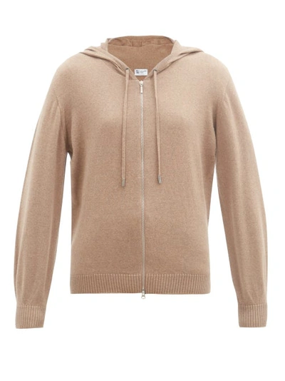 Johnstons Of Elgin Marla Zipped Wool Hooded Sweater In Brown