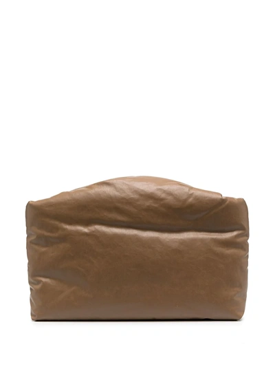 Kassl Editions Oil Brown Padded Coated Clutch In Brown