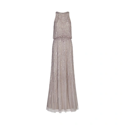Adrianna Papell Beaded Blouson Gown In Marble