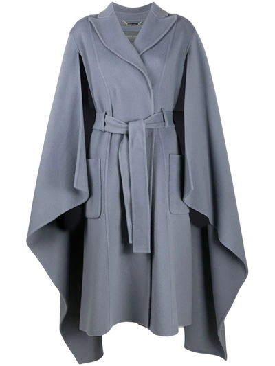 Alberta Ferretti Double-breasted Cape Coat In Blue