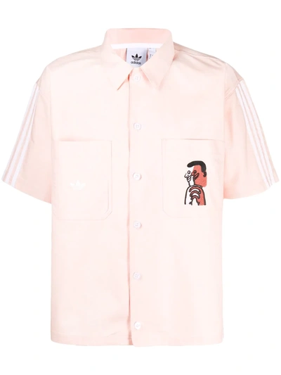 Adidas Originals Patch Pocket Logo Shirt In Pink