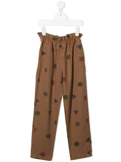 Bobo Choses Kids' High-waisted Pull-on Trousers In Brown