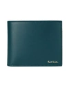 Paul Smith Golden Logo Wallet In Blue-green In Deep Jade