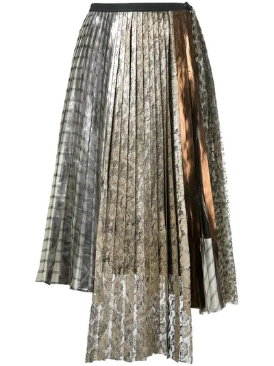 Antonio Marras Lace Pleated Skirt In Metallic