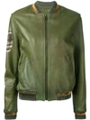 Mr & Mrs Italy Tattoo-style Print Leather Bomber In Green