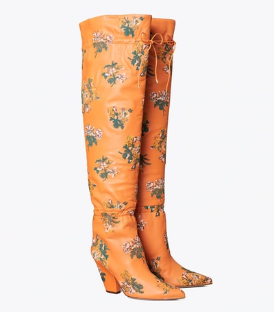 Tory Burch Bestickter Lila Overknee-stiefel In Baked Terracotta | ModeSens