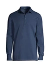 Polo Ralph Lauren Custom Slim Fit Long Sleeve Mesh Polo Shirt In Monroe Blue Heather