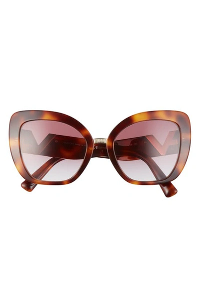 Valentino Women's Oversized Cat Eye Sunglasses, 51mm In Light Havana/ Pink Gradient
