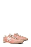 Tory Burch Tory Bicolor Mixed Leather Trainer Sneakers In Pink Moon