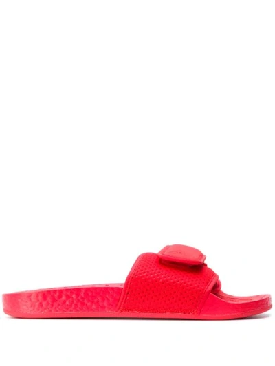 Adidas Originals By Pharrell Williams X Pharrell Williams Logo Touch-strap Slides In Red