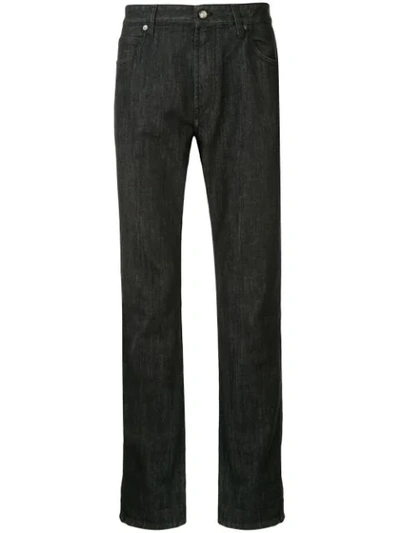 Giorgio Armani Stretch Cotton Straight Leg Jeans In Black