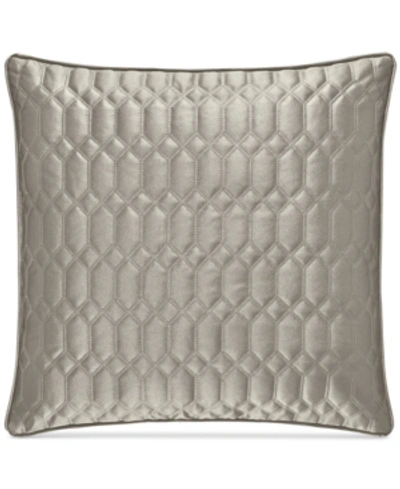 J Queen New York Satinique Quilted Decorative Pillow, 20" X 20" In Silver
