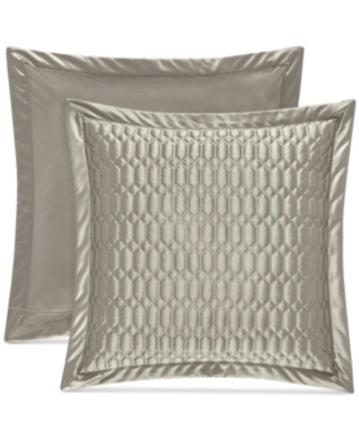 J Queen New York Satinique Quilted Sham, European In Silver