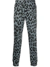 Kenzo Men's Guepard Leopard-print Jacquard Track Pants In Light Blue/black