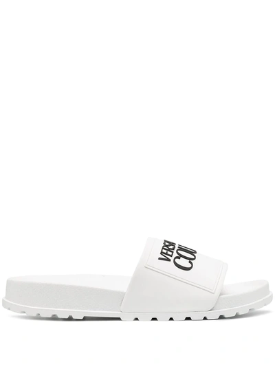 Versace Jeans Couture Slide Sandals With Logo In White