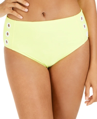 Dkny Grommet-trim High-waist Bikini Bottoms Women's Swimsuit In Citrus