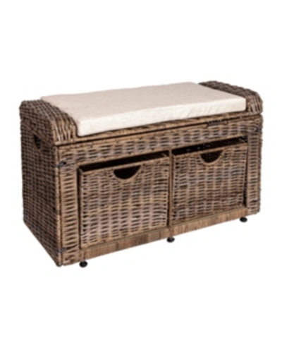 Furniture Palermo 34.5" Storage Bench In Grey