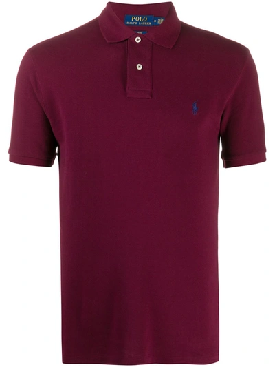 Polo Ralph Lauren Logo-embroidered Cotton-blend Mesh Polo Shirt In Classic Wine