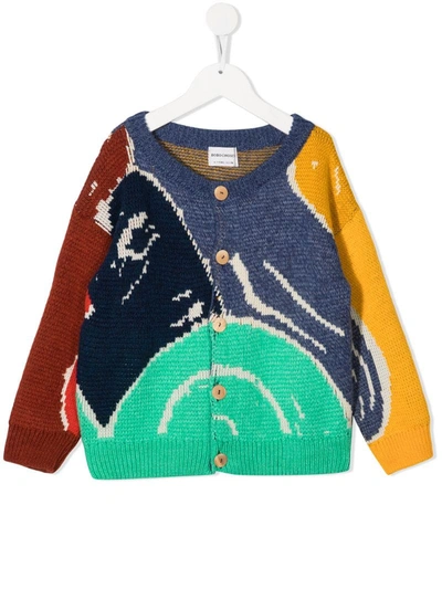 Bobo Choses Kids' Colour-block Abstractions Cardigan In Green