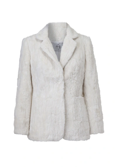 Marei 1998 Delphinium Faux Fur Short Tailored Jacket