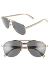 Versace Phantos 58mm Aviator Sunglasses In Pale Gold/ Grey Solid
