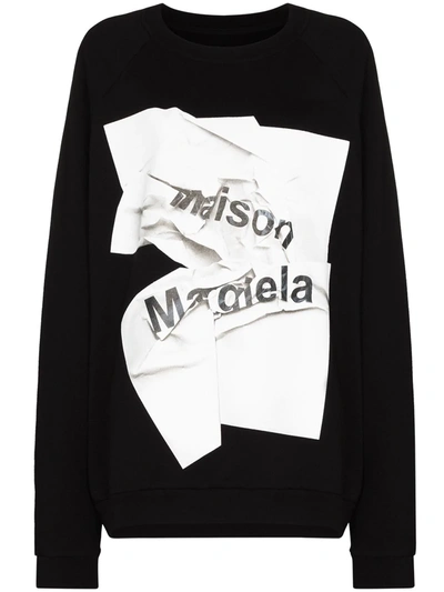Maison Margiela Logo-print Crew-neck Sweatshirt In Black