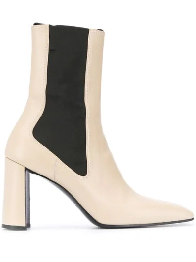 Nina Ricci Square Toe Ankle Boots In Neutrals