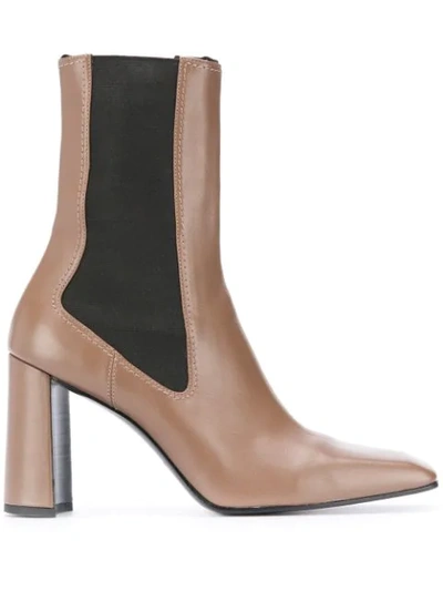 Nina Ricci Square-toe Leather Boots In Brown