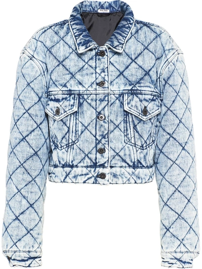 Miu Miu Quilted Denim Jacket In Blue