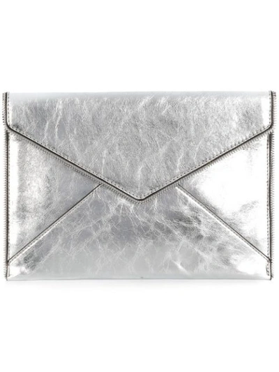Rebecca Minkoff Leo Mirror Metallic Envelope Clutch - Metallic In Silver