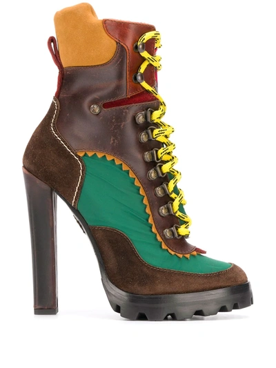 Dsquared2 Panelled High-heeled Boots In Brown