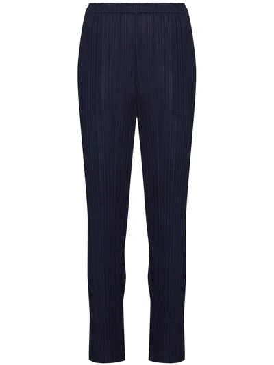 Issey Miyake New Colourful Basics High Waist Plissé Trousers In Blue