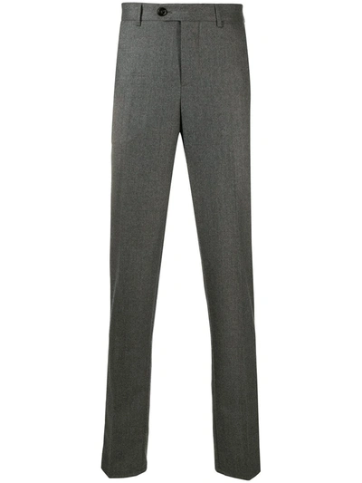 Brunello Cucinelli Lightweight Virgin Wool Flat Front Trousers In Grey
