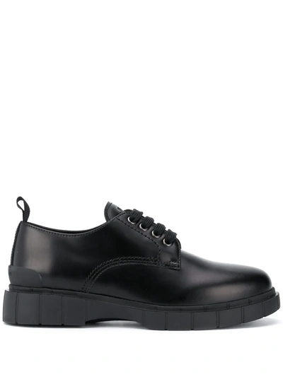 Car Shoe Low-heel Lace-up Shoes In Black