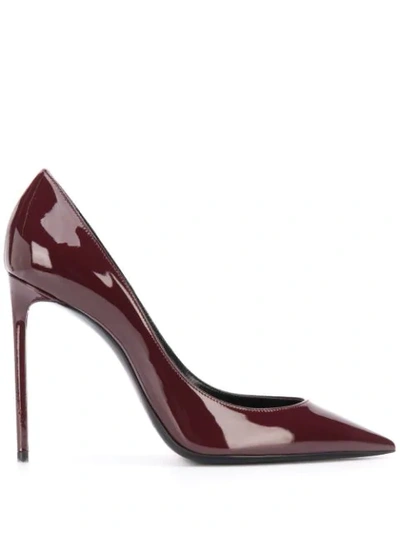 Saint Laurent Patent Pointed Toe Pumps In Red