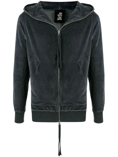 Thom Krom Velour Zip-up Hoodie In Grey