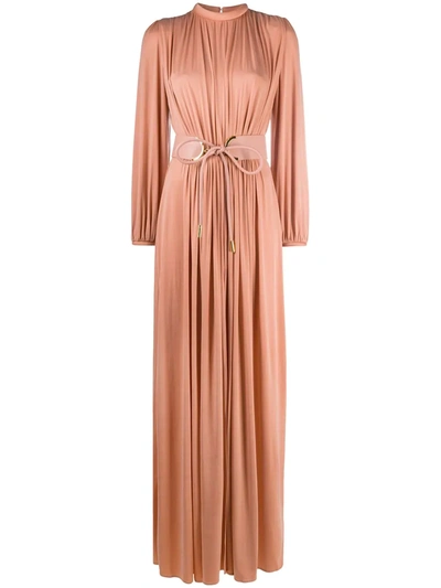 Elisabetta Franchi Belted Gathered Gown In Pink