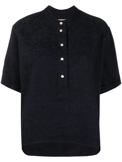 Ymc You Must Create Floral Jacquard Cotton Shirt In Blue