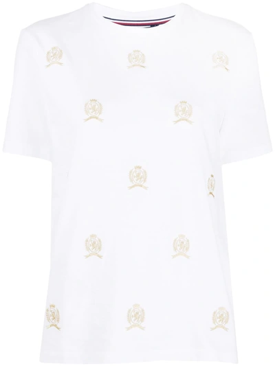 Tommy Hilfiger Embroidered Logo T-shirt In White