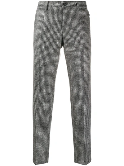 Dolce & Gabbana Slim-fit Tapered Houndstooth Tweed Trousers In Grey