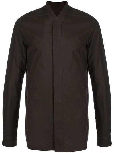 Rick Owens Stand-collar Shirt In Brown